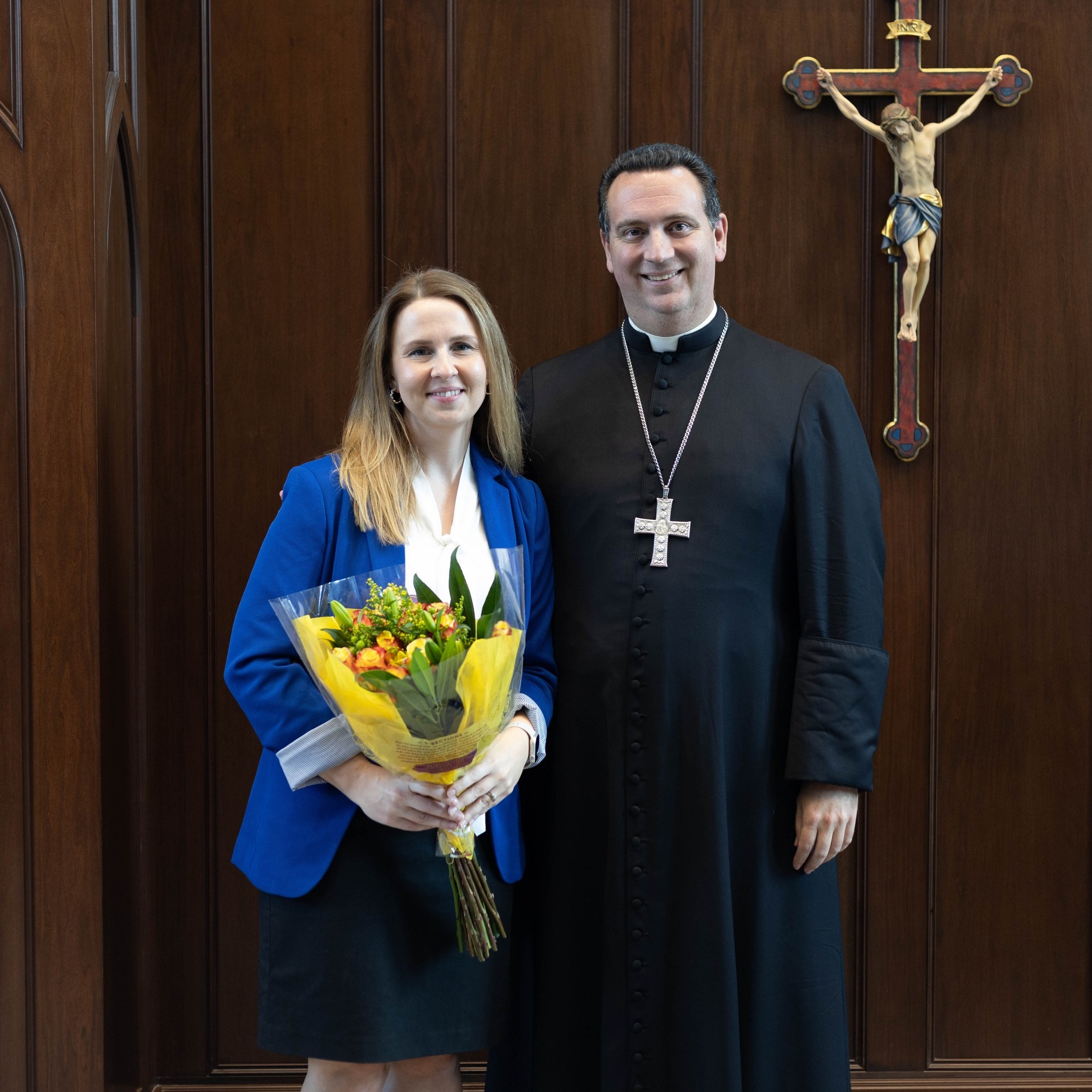 His Excellency Most Rev. Steven J Lopes and Head of School, Dr. Alexis Kutarna